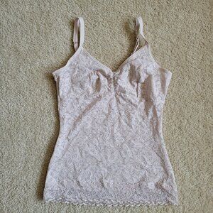 Bali Lace Shaping Y2K Camisole Ballet Tank Adjustable Straps Nude Blush Size L